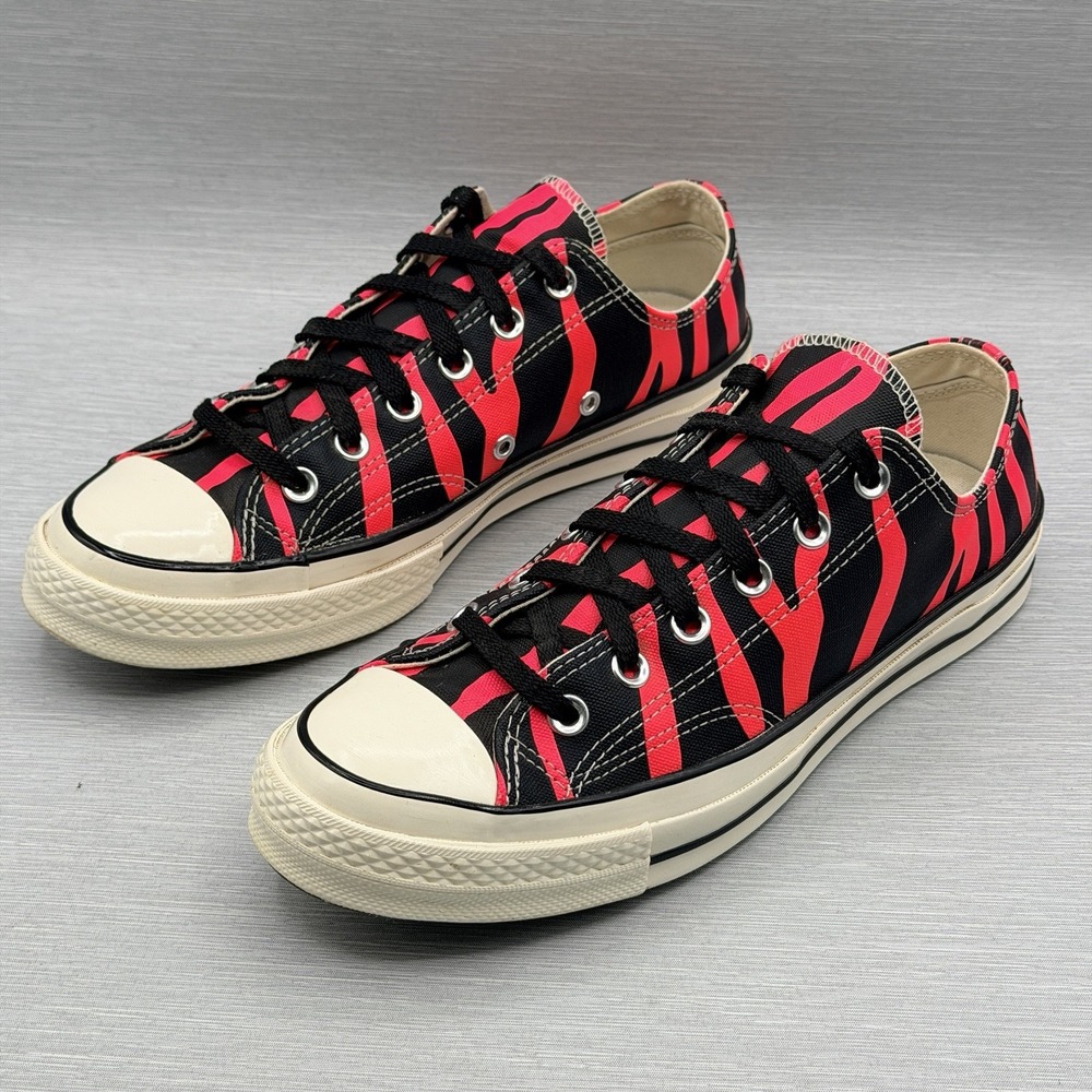 Converse Chuck 70 Men's 10 Black Zebra Print Low Top Sneakers Red A04516C